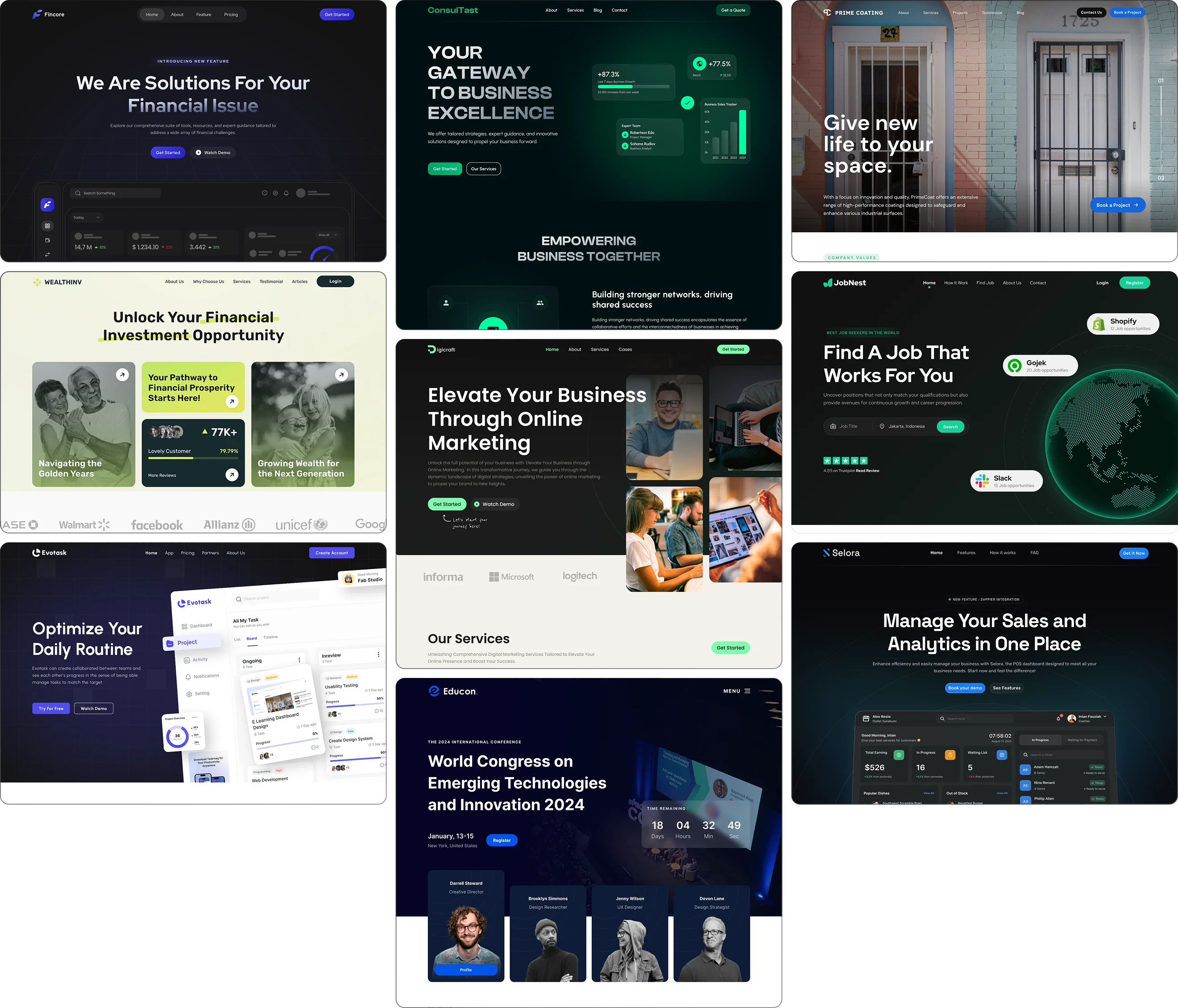 Features overview showing various app screens and capabilities